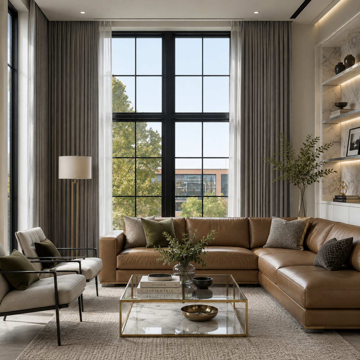 Stone Gray Linen Blackout Curtains
