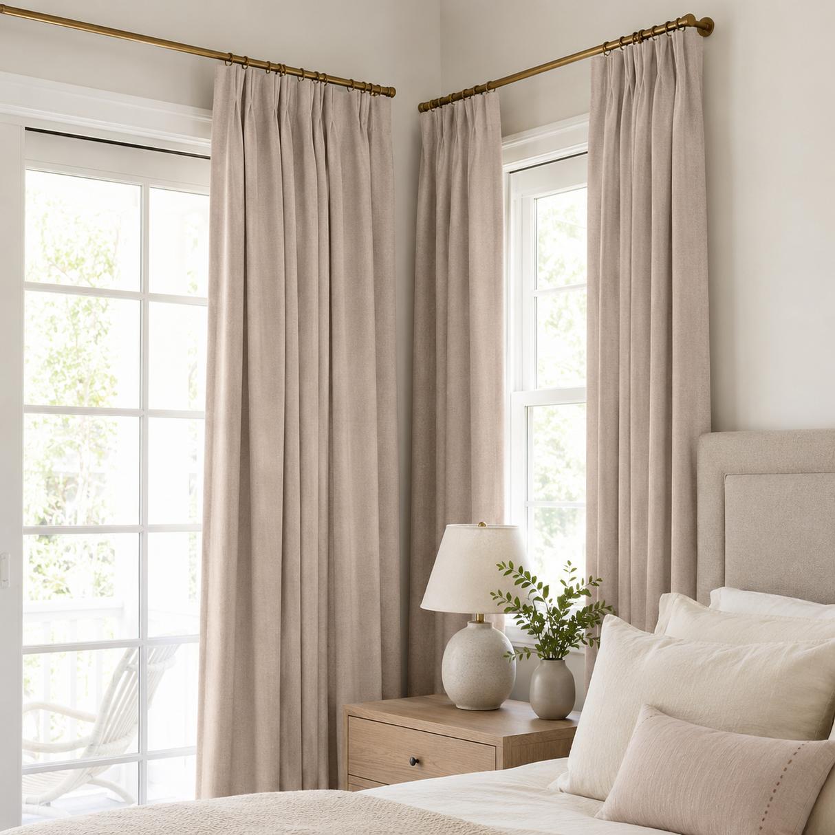 63 Inch Blush Pink Double-Sided Cotton Blend Blackout Curtains