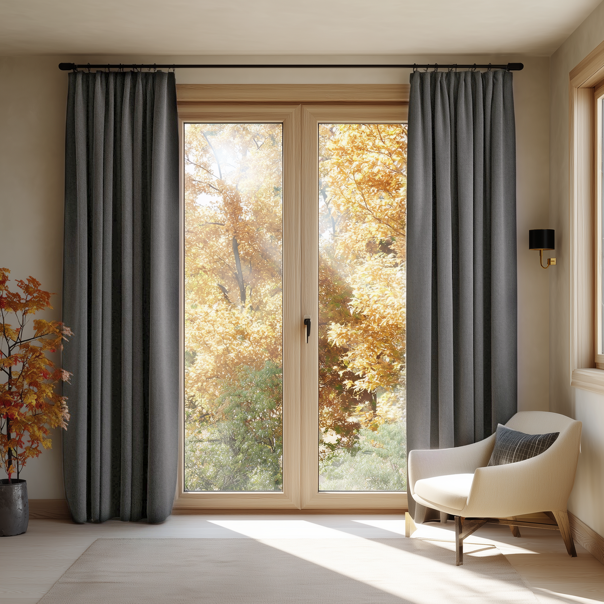 Classic Charcoal Cotton-Linen Curtain