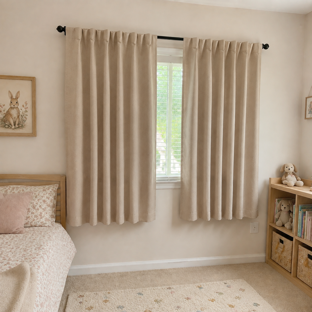 63 Inch Long Warm Greige Linen Curtains