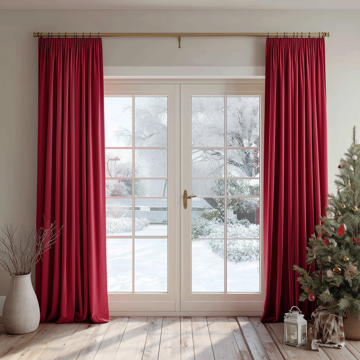 Crimson Red Velvet Curtain
