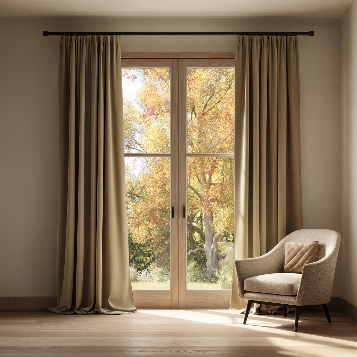 French Beige Velvet Curtain