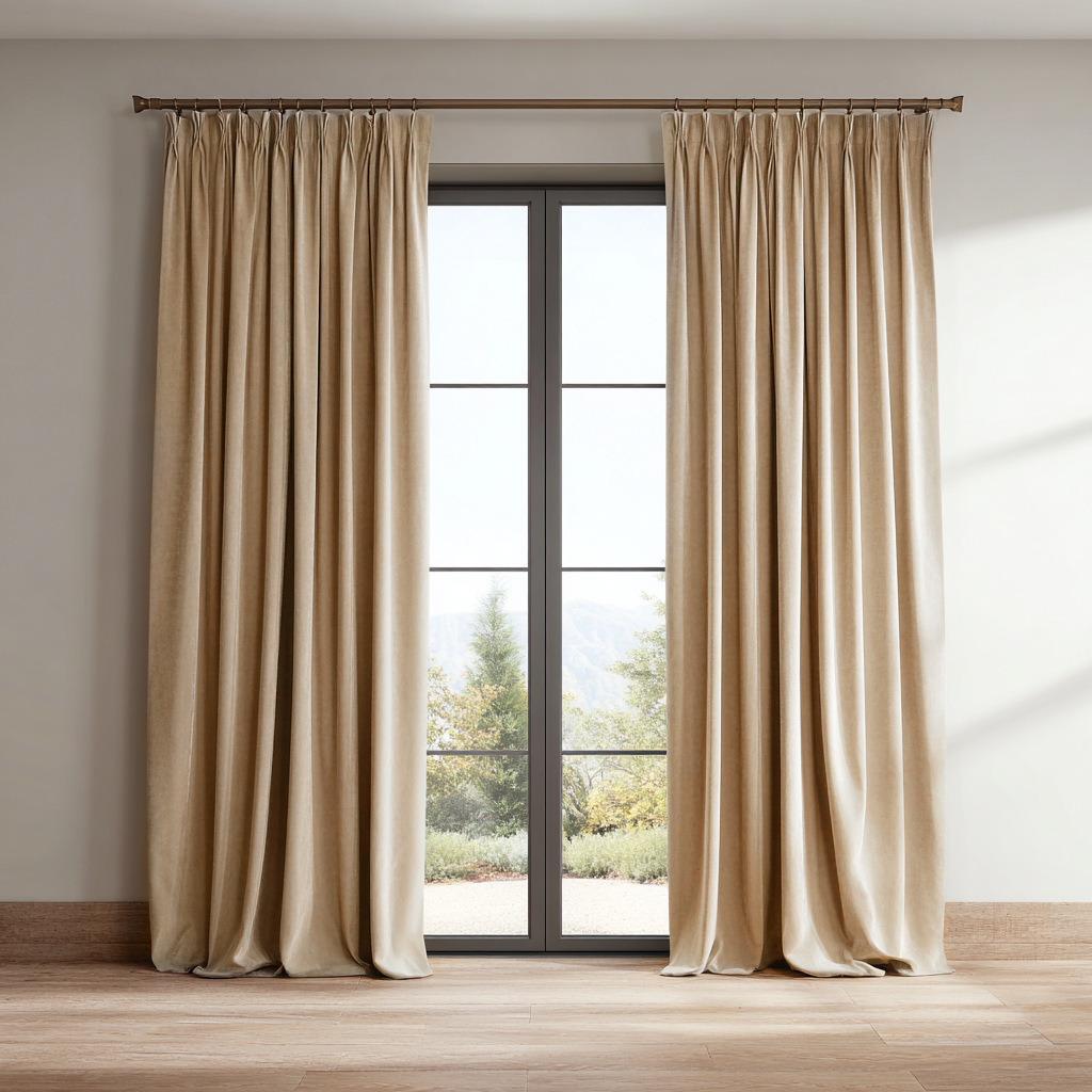 Milk Tea Beige Velvet Curtain