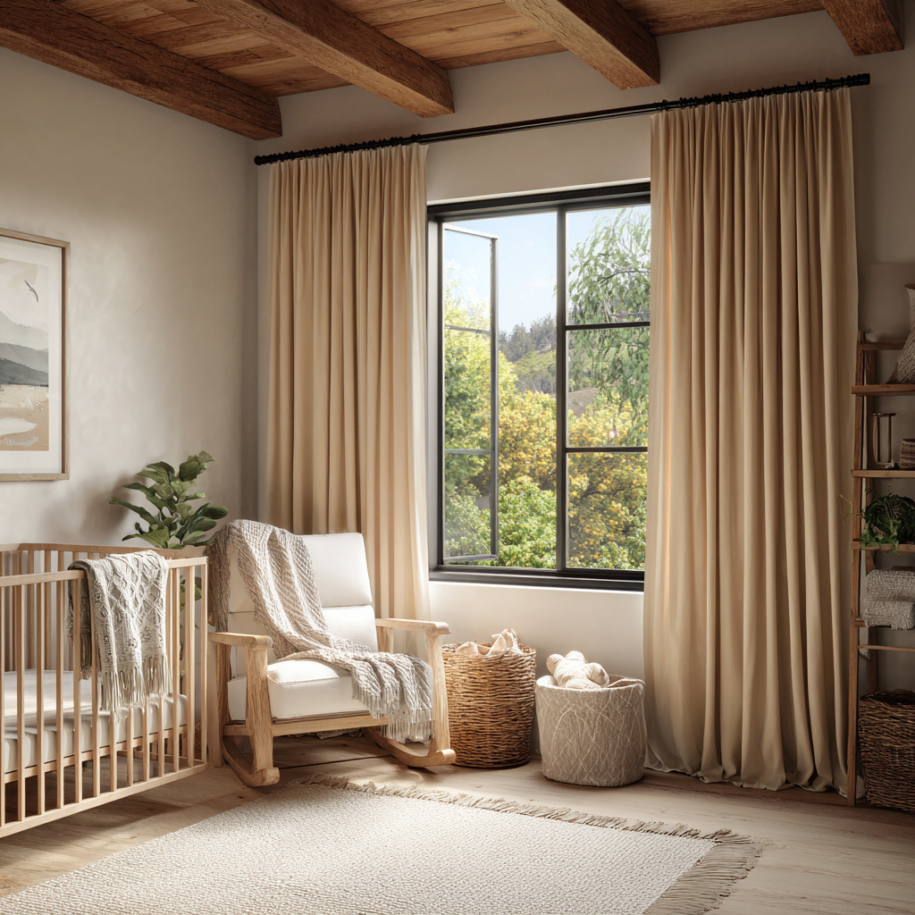 Milk Tea Beige Velvet Curtain