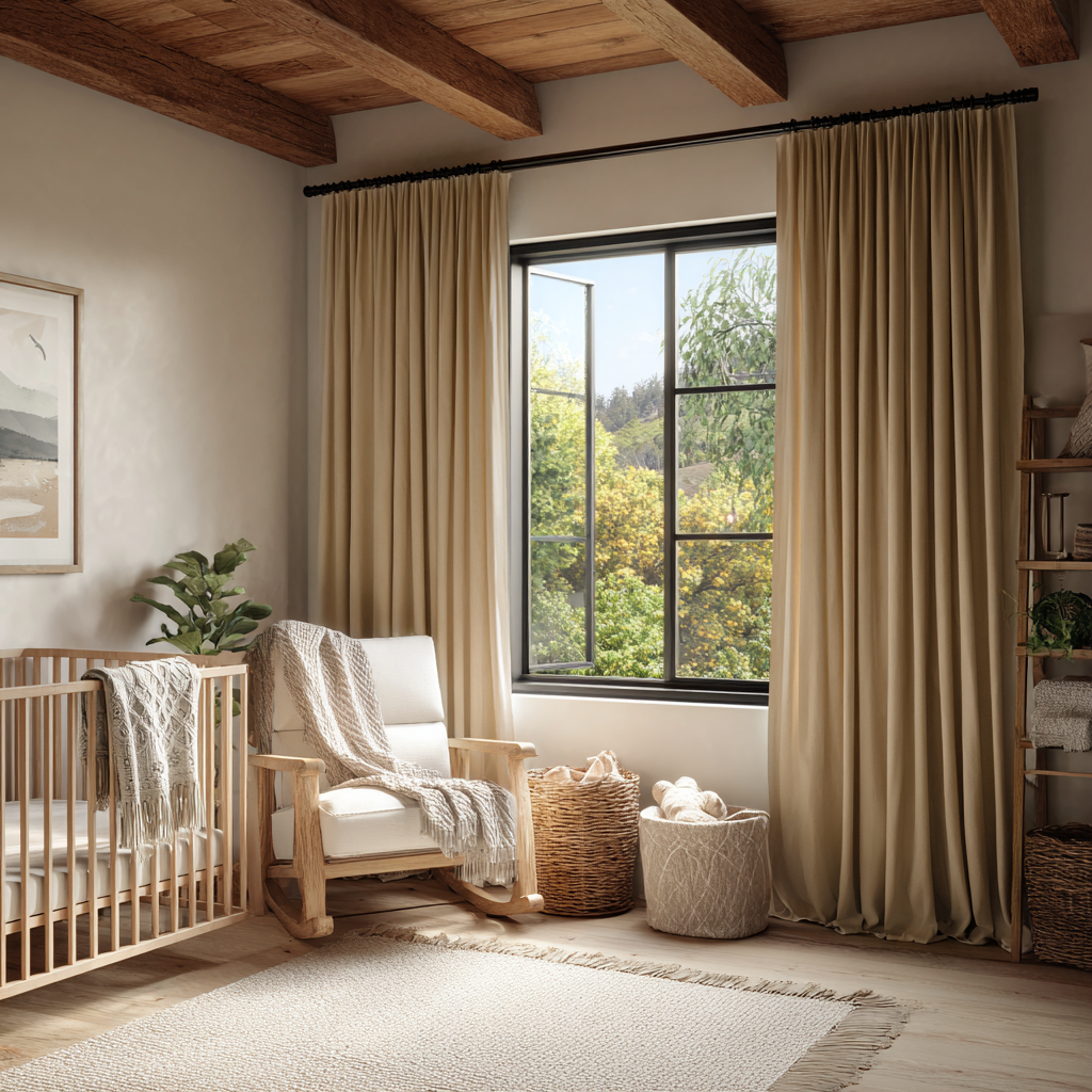 French Beige Velvet Curtain