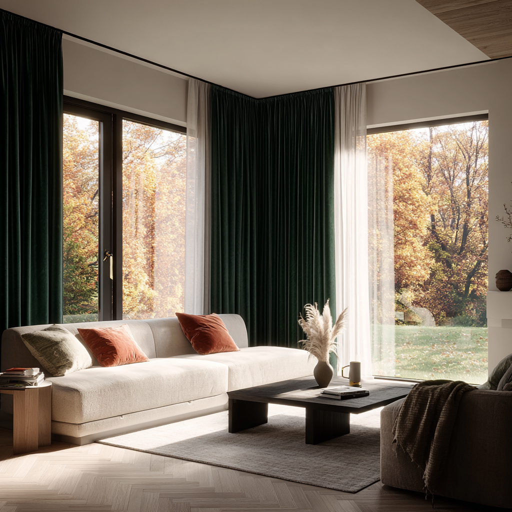 Gemstone Green Velvet Blackout Curtain – Fully Blackout Panel