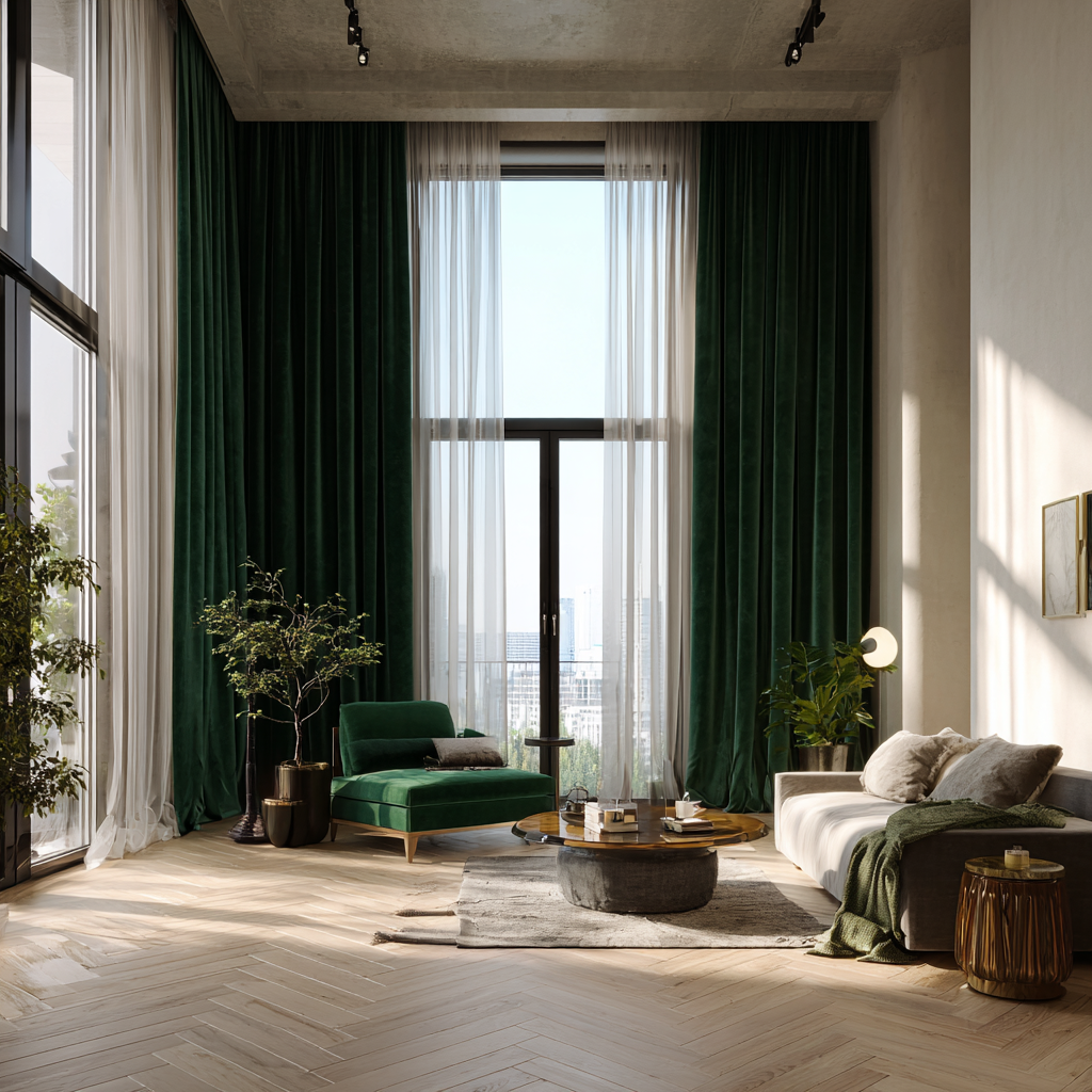 Gemstone Green Velvet Blackout Curtain – Fully Blackout Panel