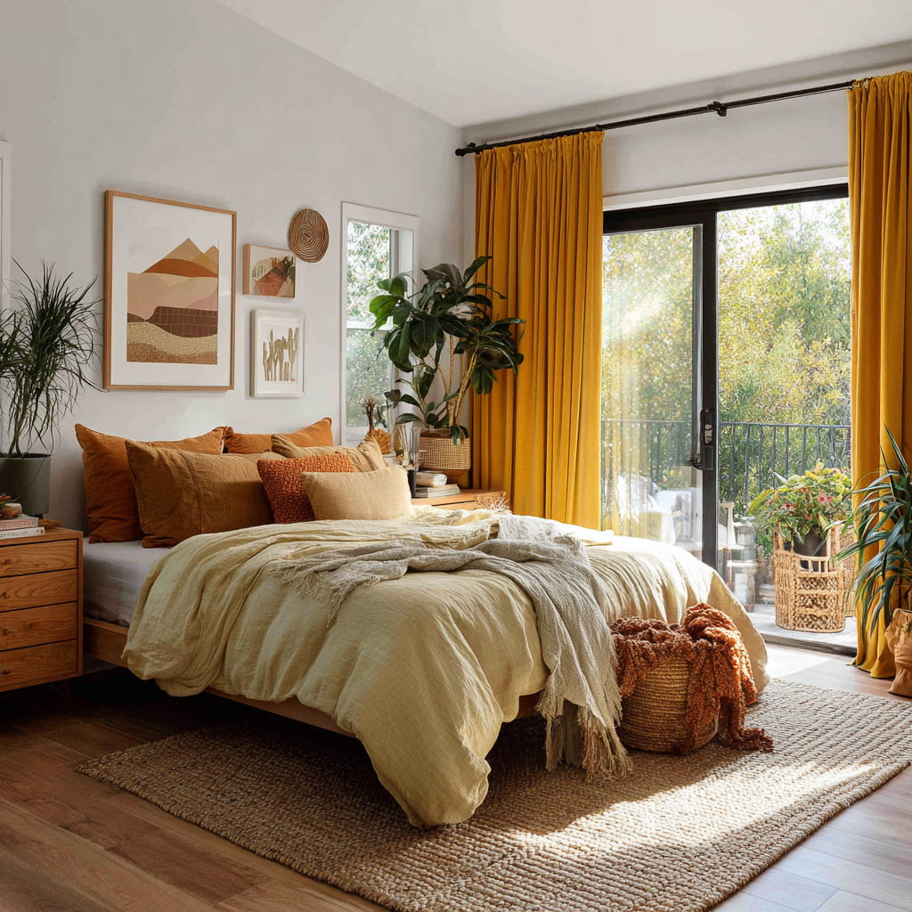 Golden Ochre Velvet Curtain