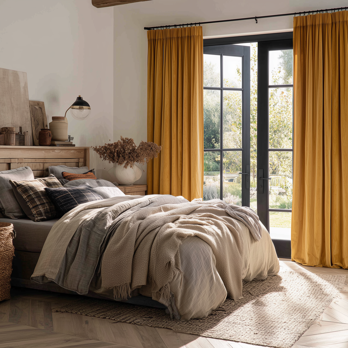 Golden Ochre Velvet Blackout Curtain – Fully Blackout Panel