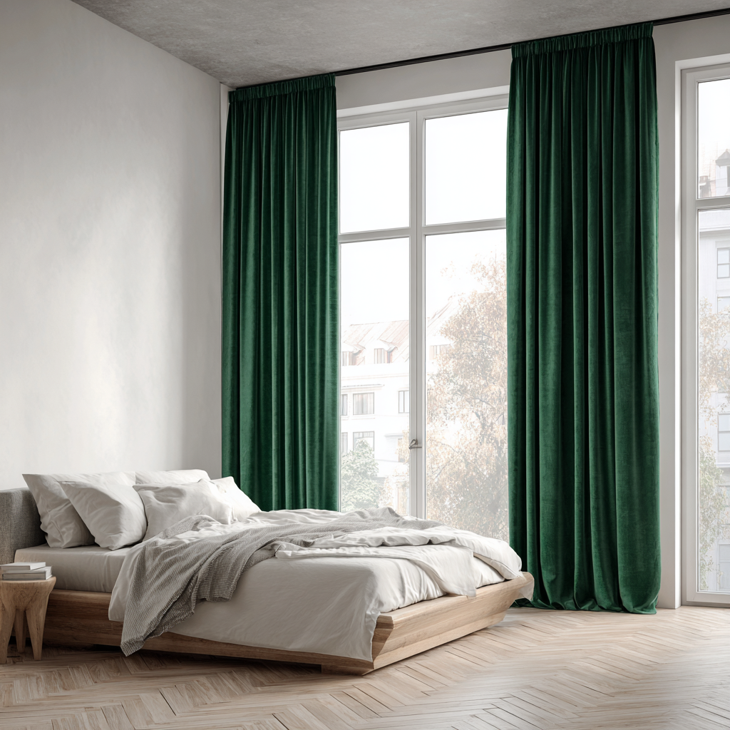 Peacock Green Velvet Blackout Curtains – Fully Blackout Drapes