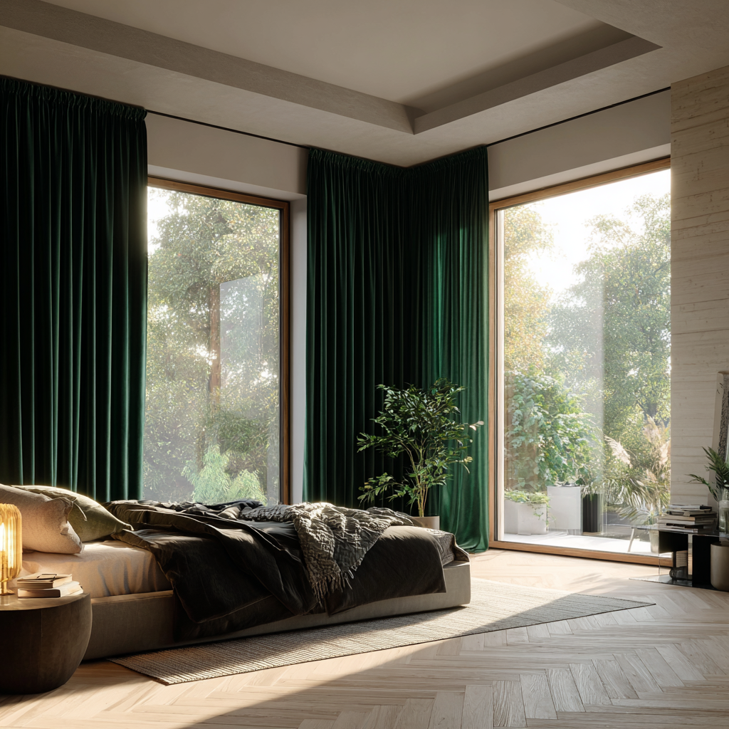 Peacock Green 5018 Velvet Curtain