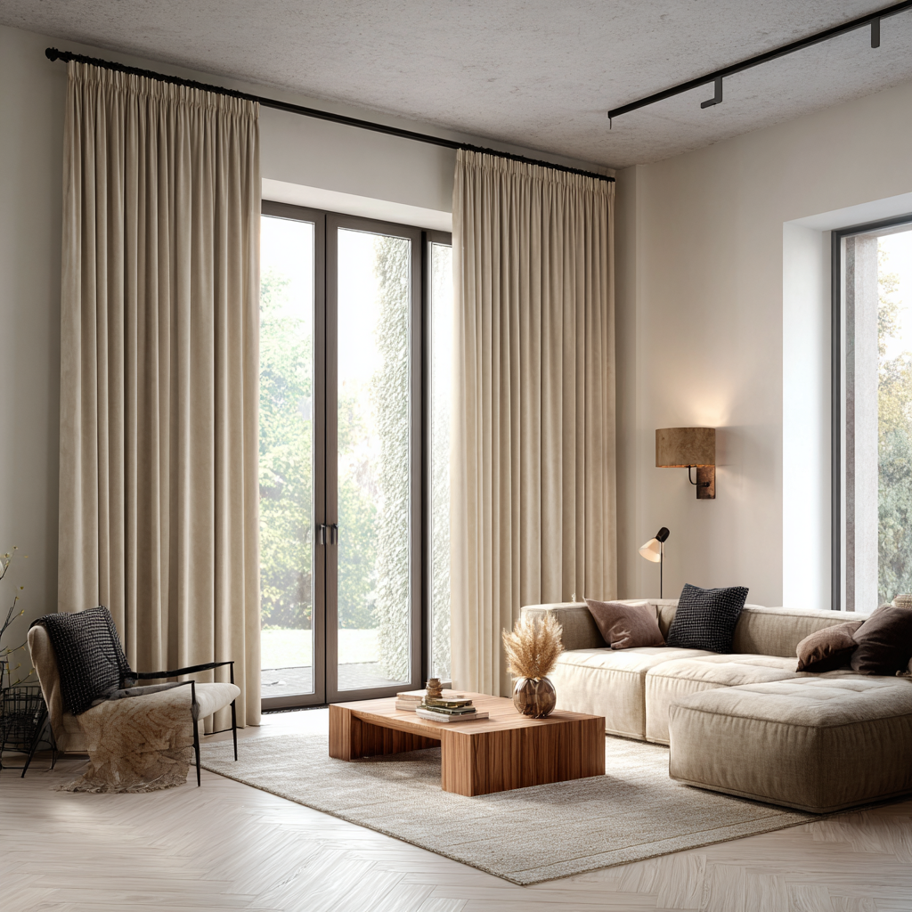 Vanilla Beige Velvet Curtain