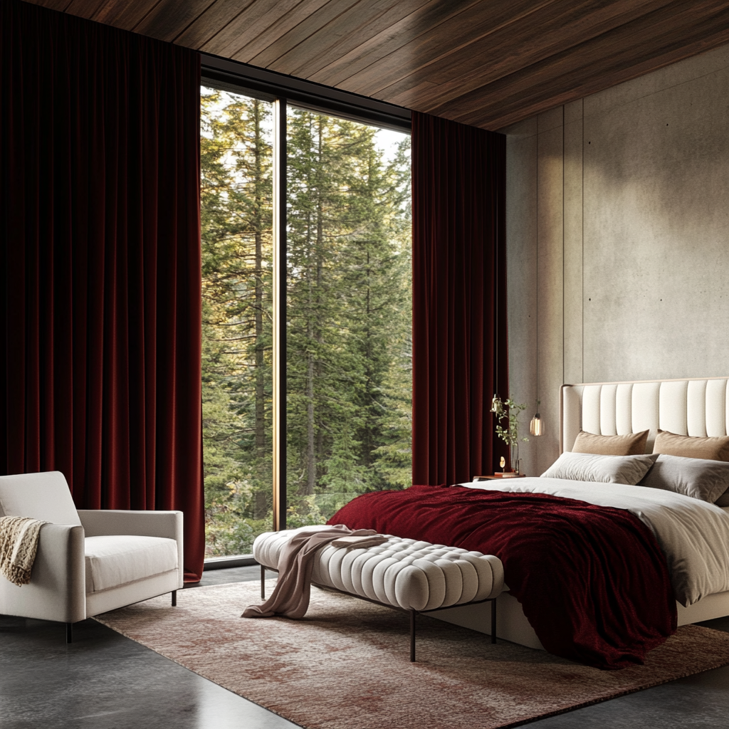 Wine Red Velvet Curtain