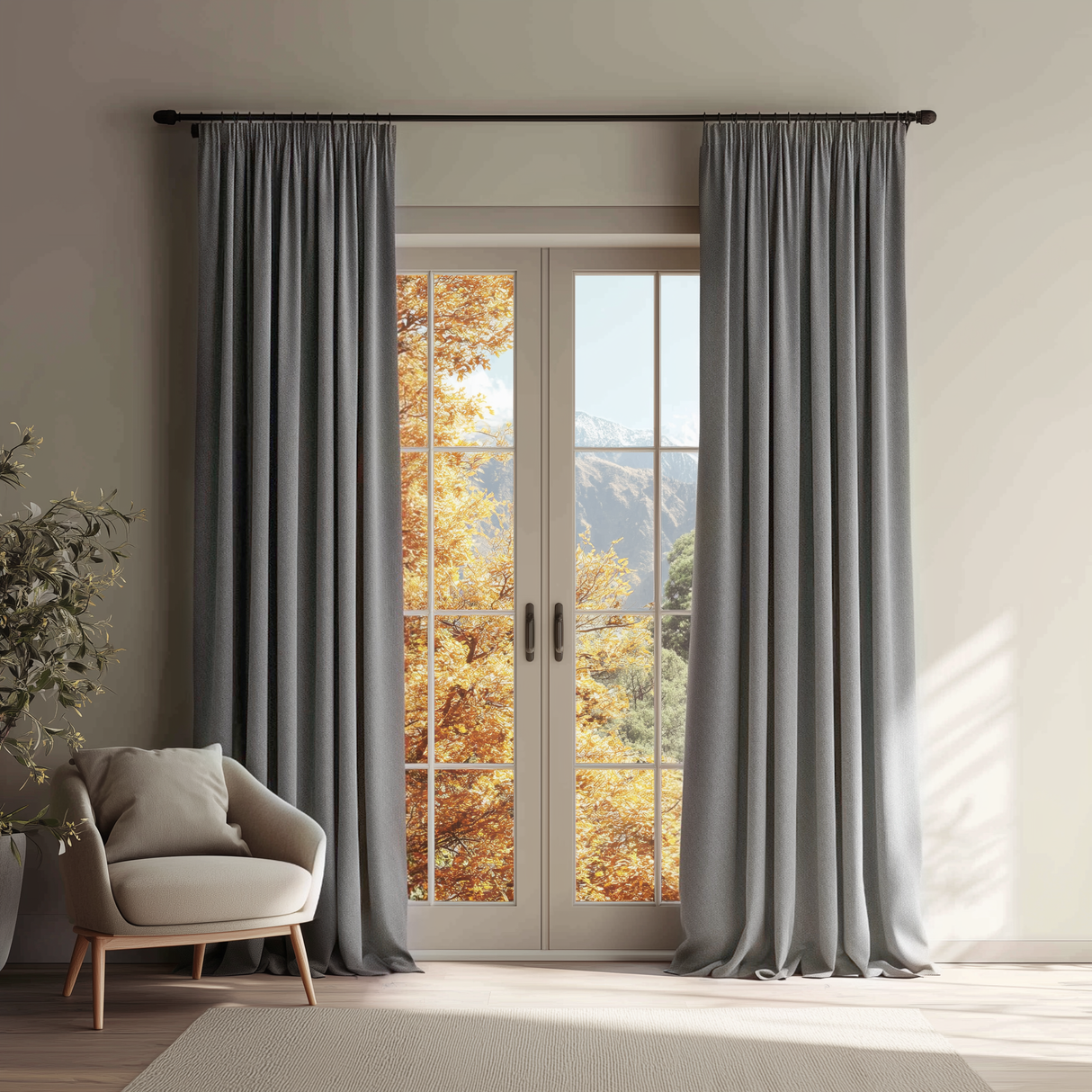 Starlight Grey Cotton-Linen Curtain