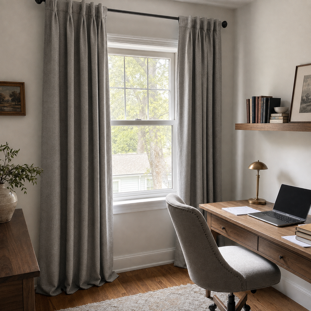 63 Inch Stone Gray Linen Blackout Curtains