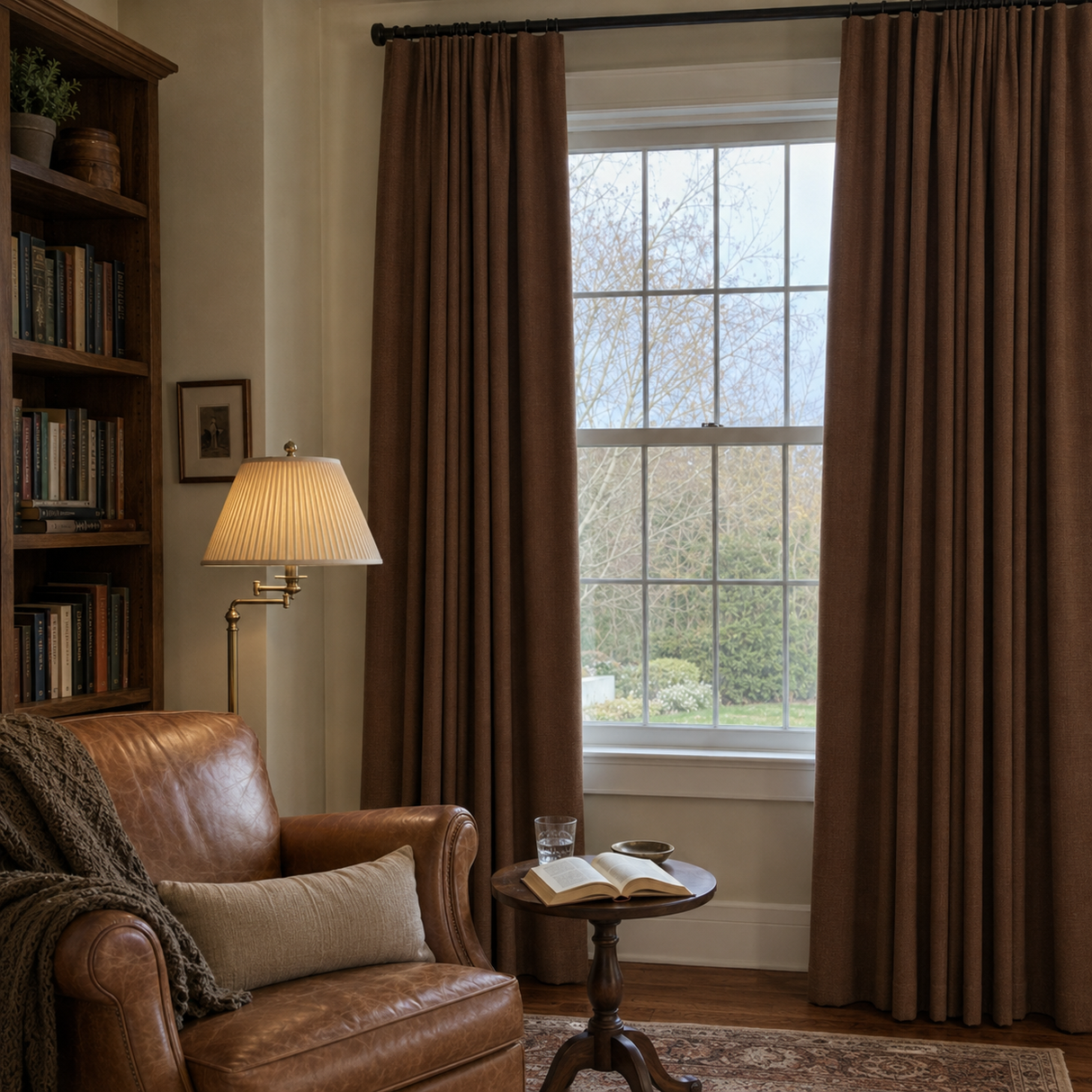 63 Inch Mocha Brown Double-Sided Cotton Blend Blackout Curtains
