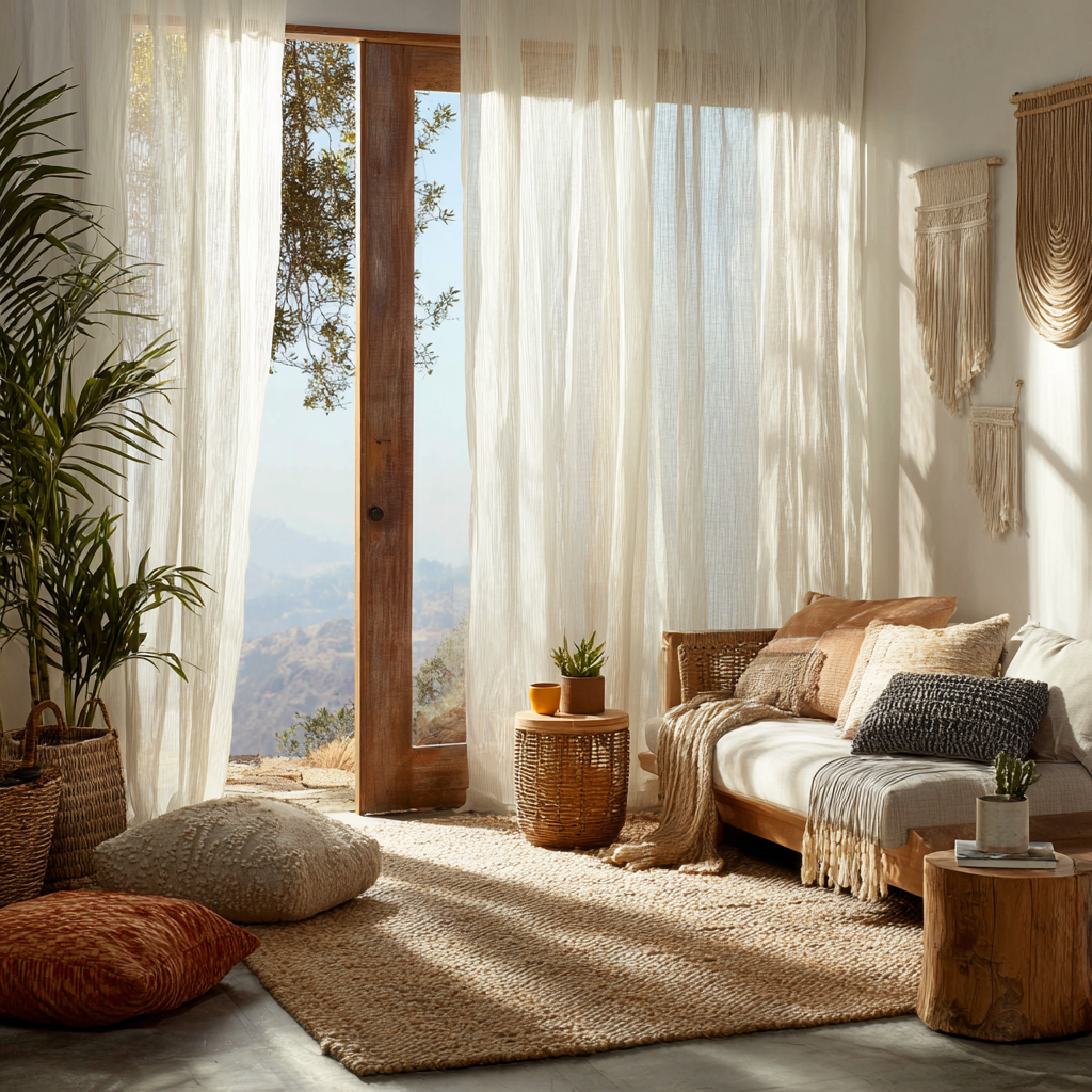 Beige Linen Sheer Curtain