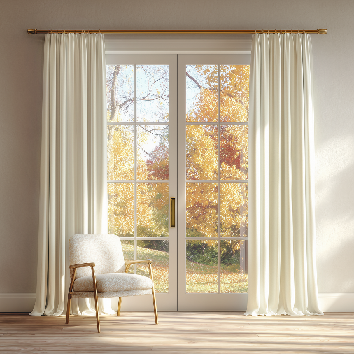 Cream White Velvet Curtain