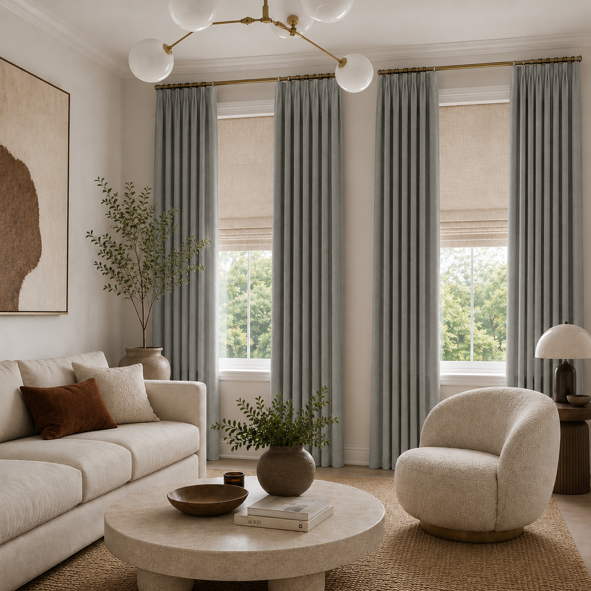 Stone Gray Linen Blackout Curtains