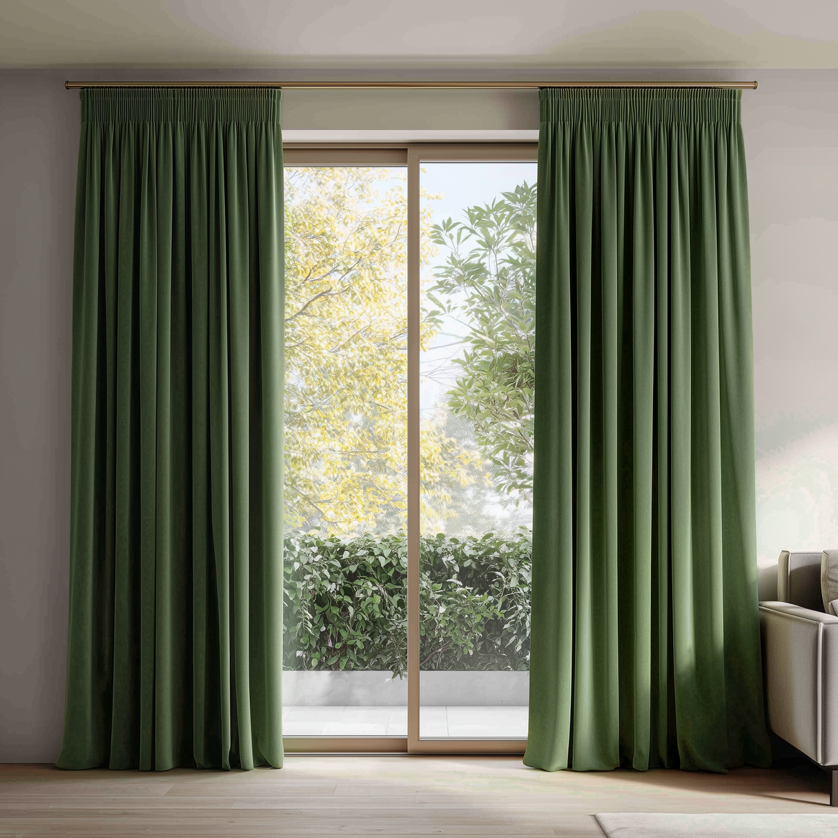 Dark Green Velvet Curtain