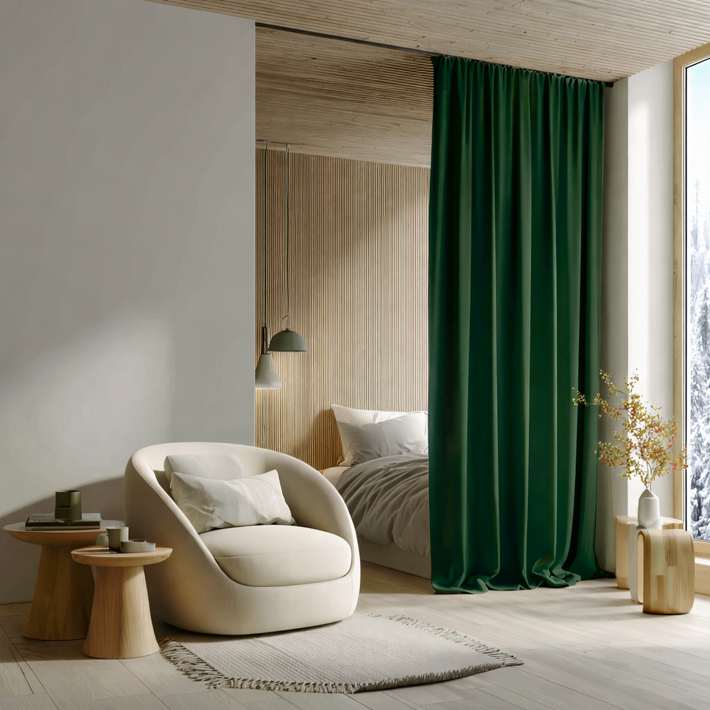 Emerald Green Velvet Room Divider Curtains