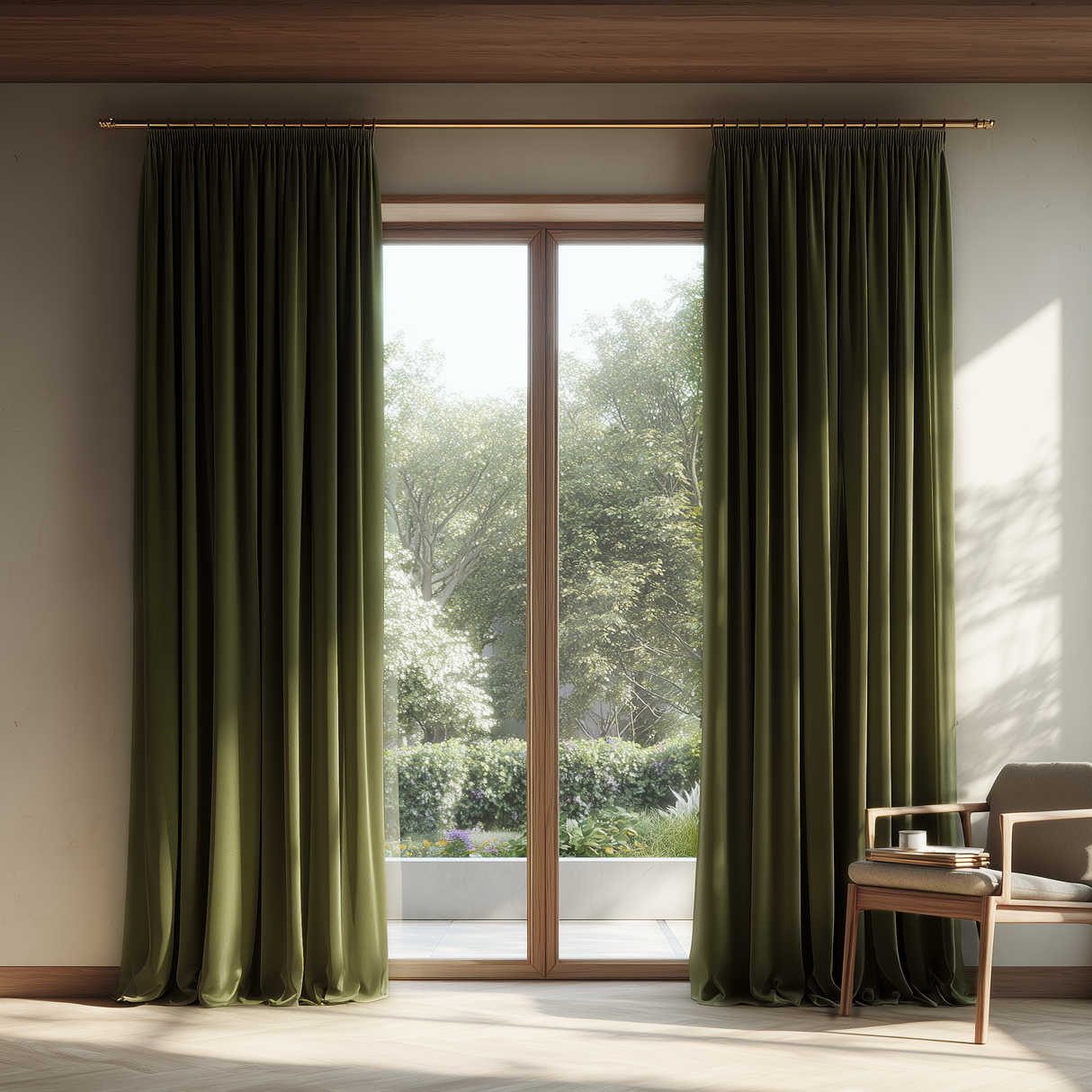 Olive Green Velvet Curtain