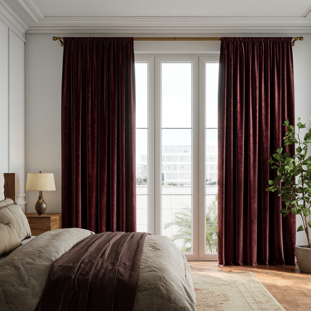 Wine Red Velvet Curtain