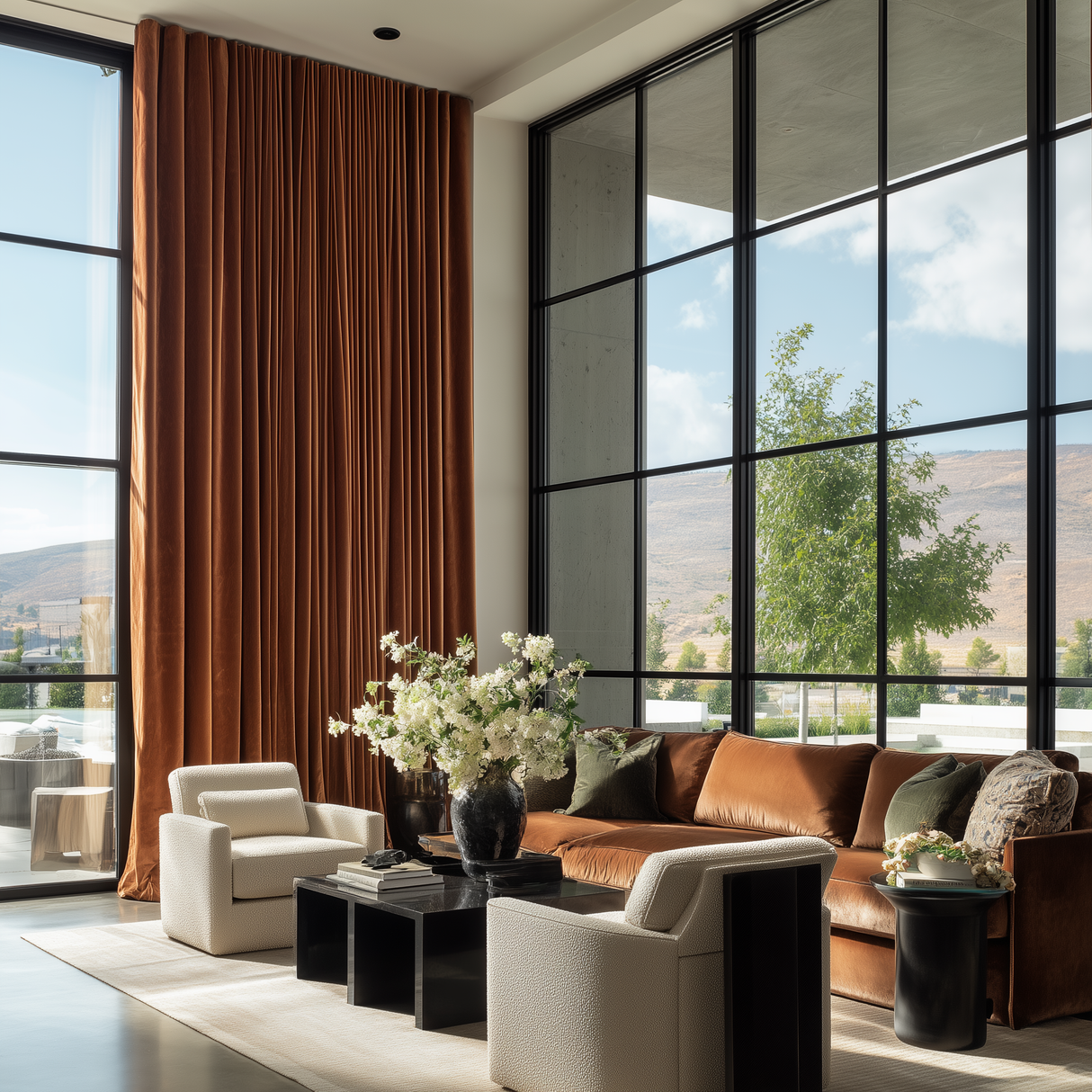 Chestnut Brown Velvet Blackout Curtains - Fully Blackout Drapes