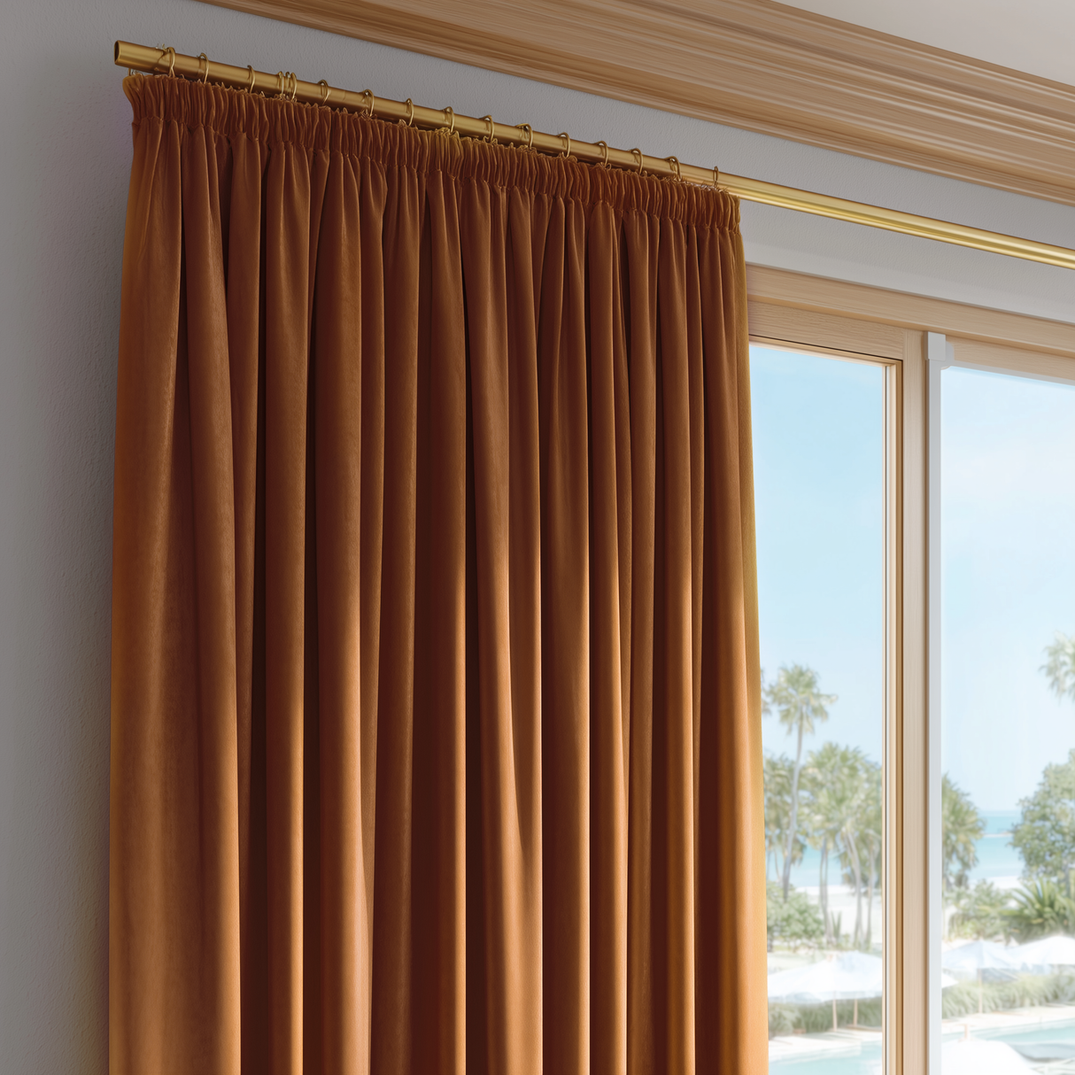 Chestnut Brown Velvet Blackout Curtains - Fully Blackout Drapes