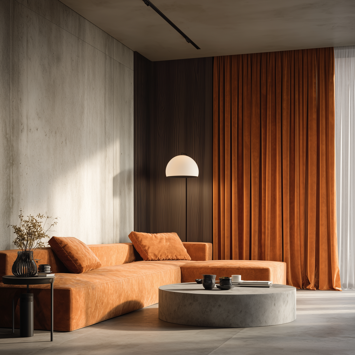 Burnt Sienna Velvet Blackout Curtains - Fully Blackout Drapes