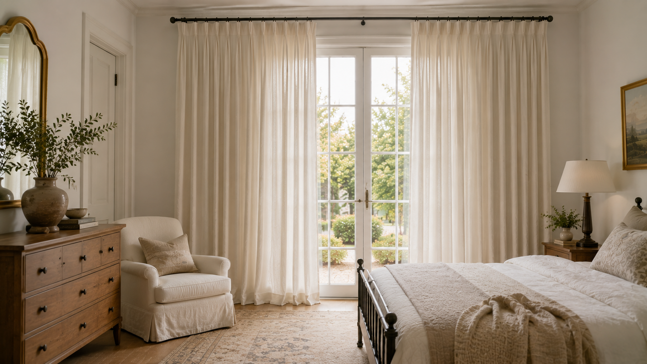 Off-White Velvet Curtains