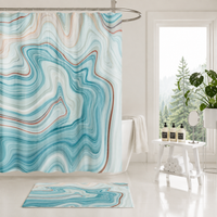 Blue Abstract Marble Shower Curtain