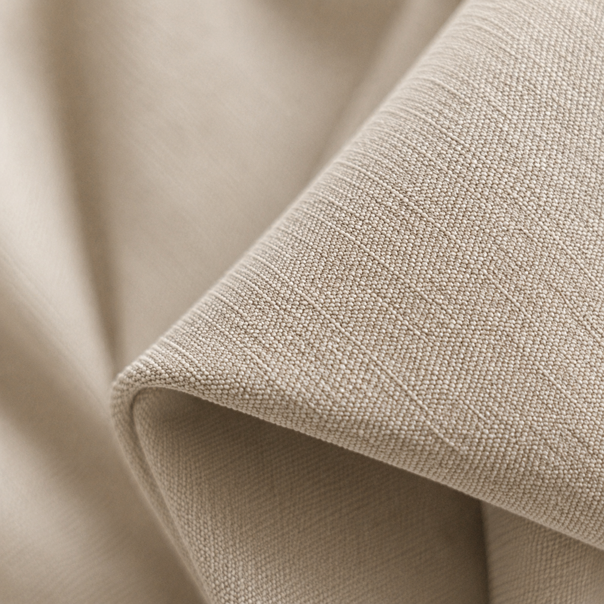 Cream Double-Sided Cotton Blend Blackout Curtains