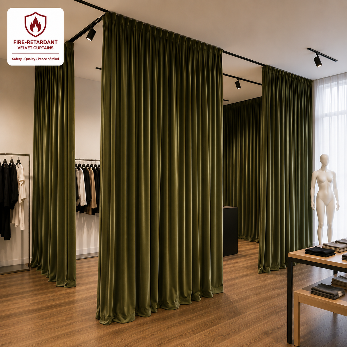 Avocado Green Flame Retardant Velvet Curtains