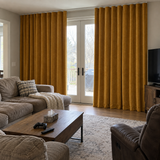 108 Inch Long Golden Ochre Velvet Curtains