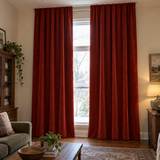 108 Inch Long Deep Scarlet Velvet Curtains