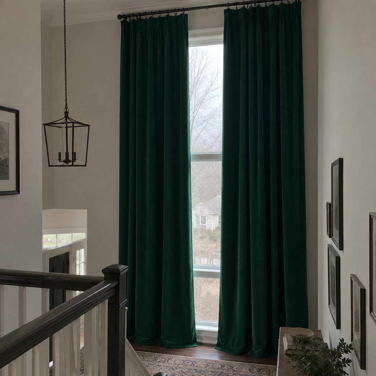 108 Inch Long Emerald Green Velvet Curtains