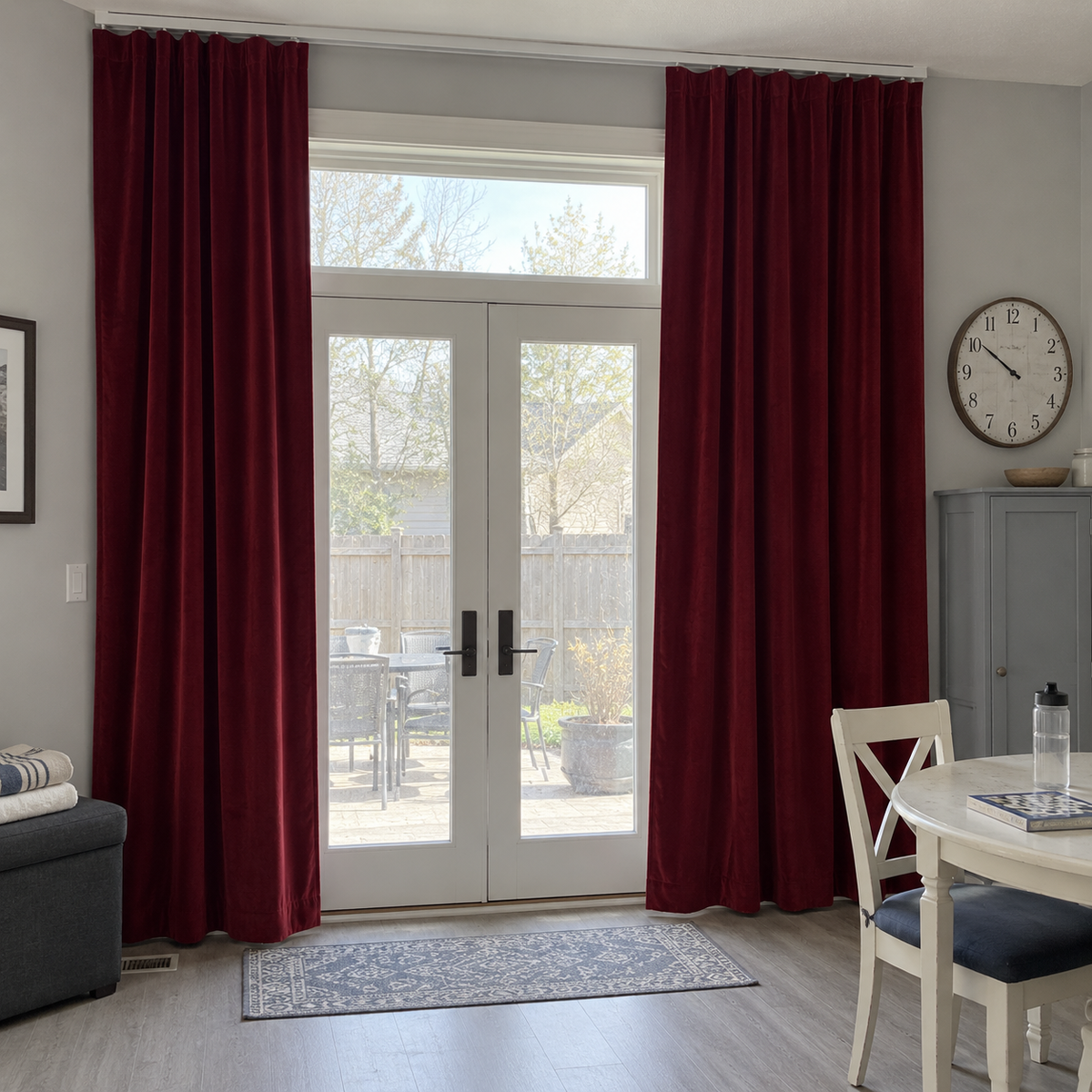 108 Inch Long Wine Red Velvet Curtains