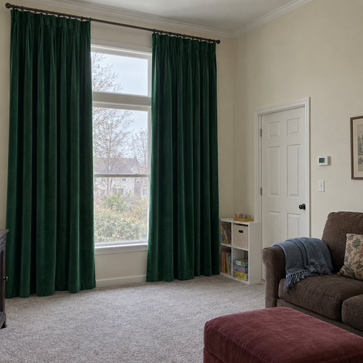 108 Inch Long Gemstone Green Velvet Curtains