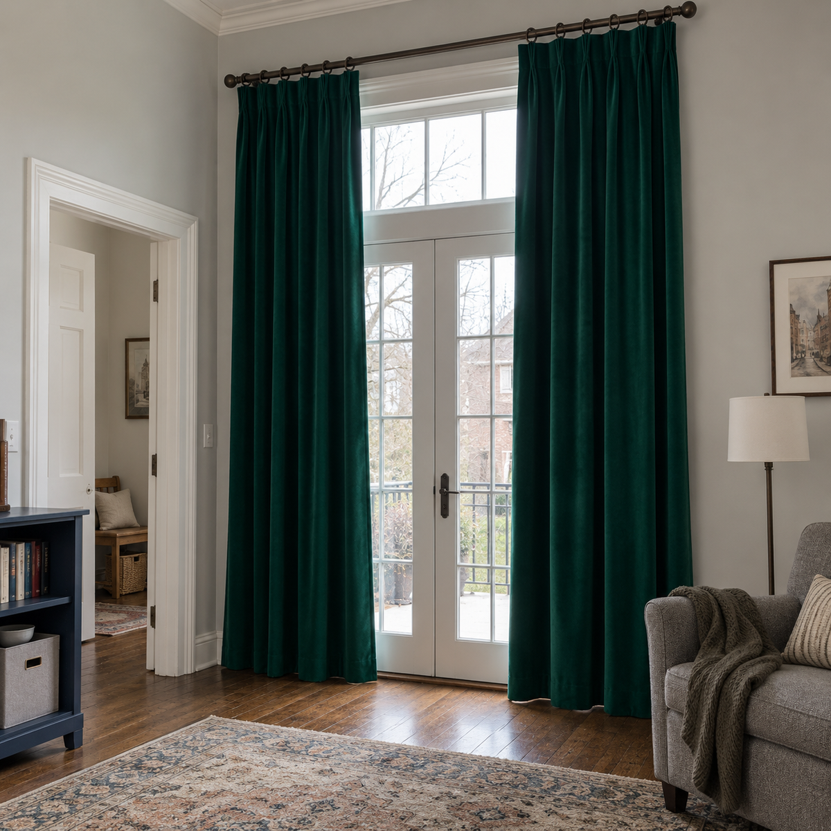 120 Inch Long Peacock Green 5018 Velvet Curtains
