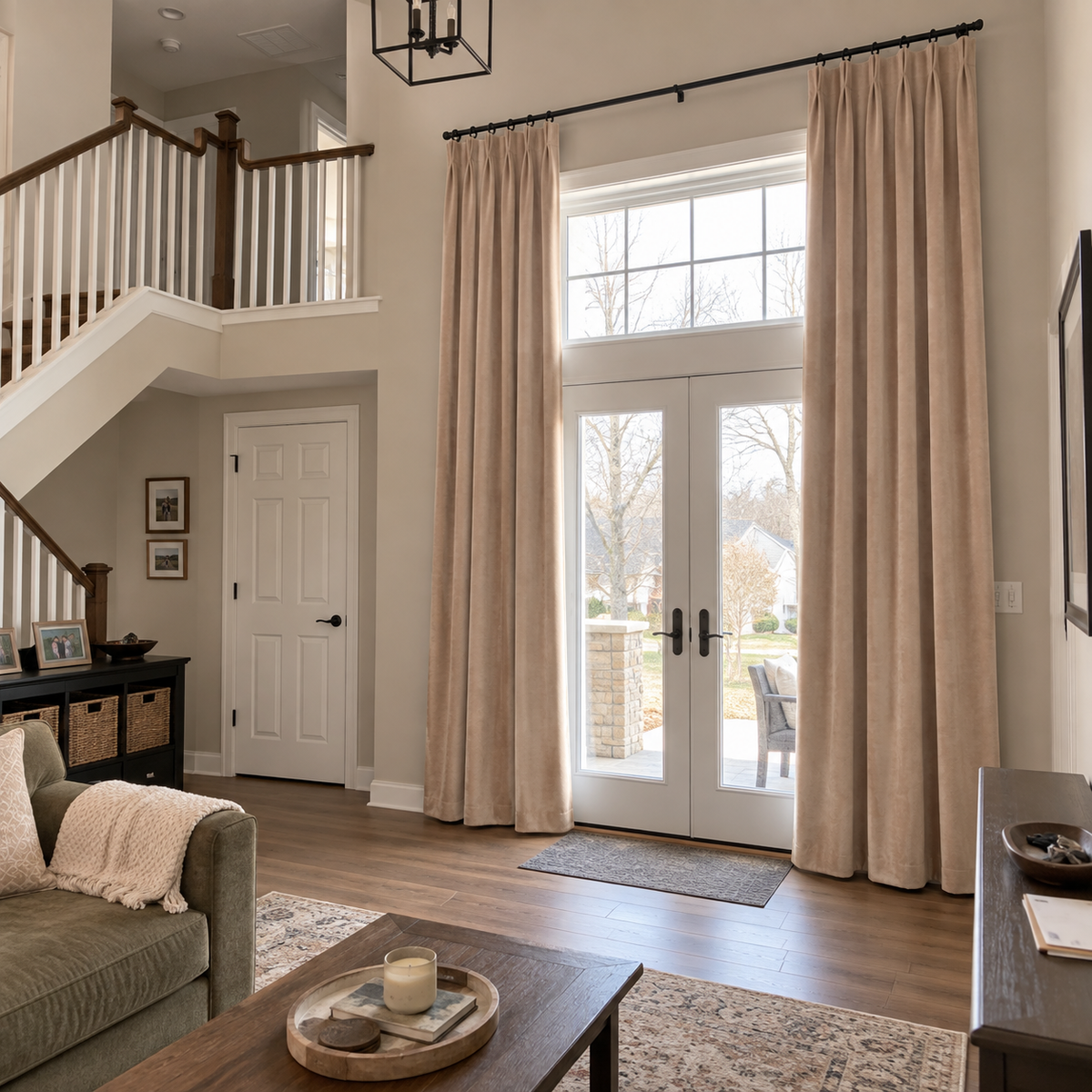 120 Inch Long Latte Beige Velvet Curtains