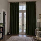 120 Inch Long Olive Green Velvet Curtains