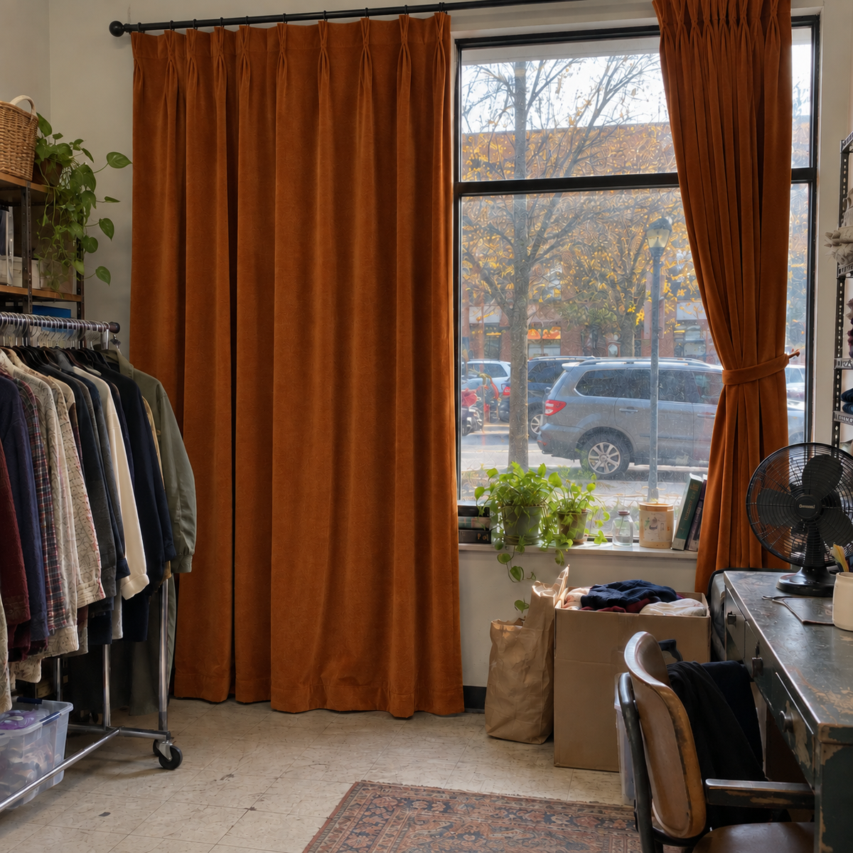Burnt Sienna Velvet Curtains