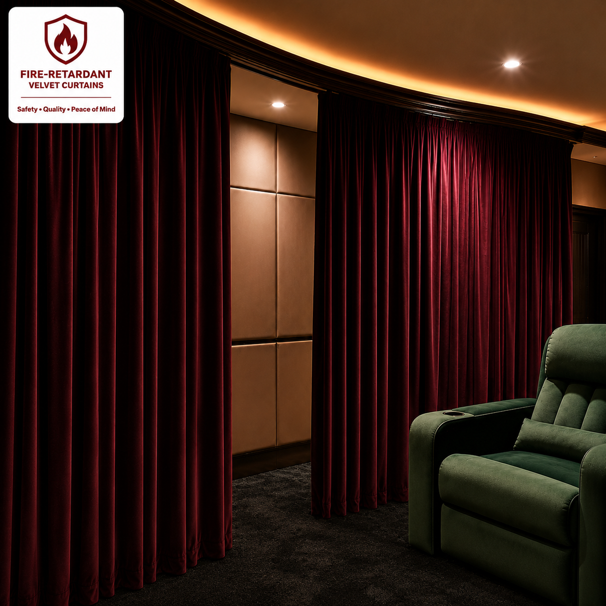 Dark Garnet Red Flame Retardant Velvet Curtains