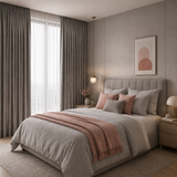 Soft Grey Double-Sided Cotton Blend Blackout Rod Pocket Curtains