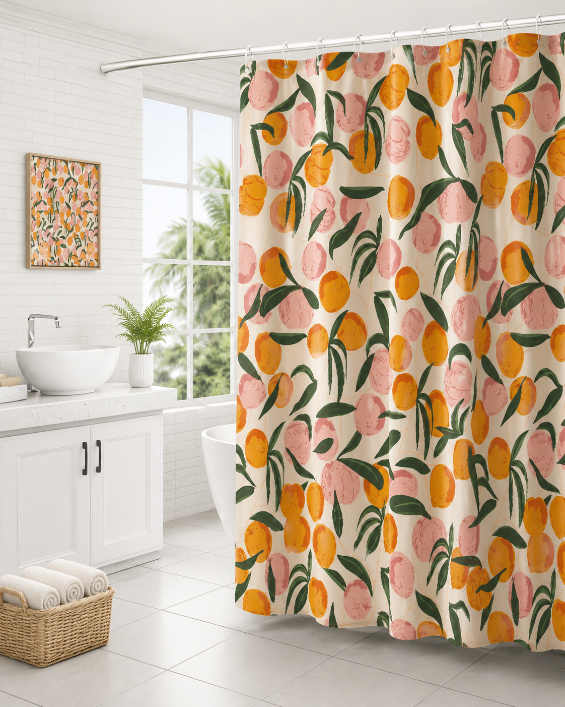 Botanical Peach Shower Curtain