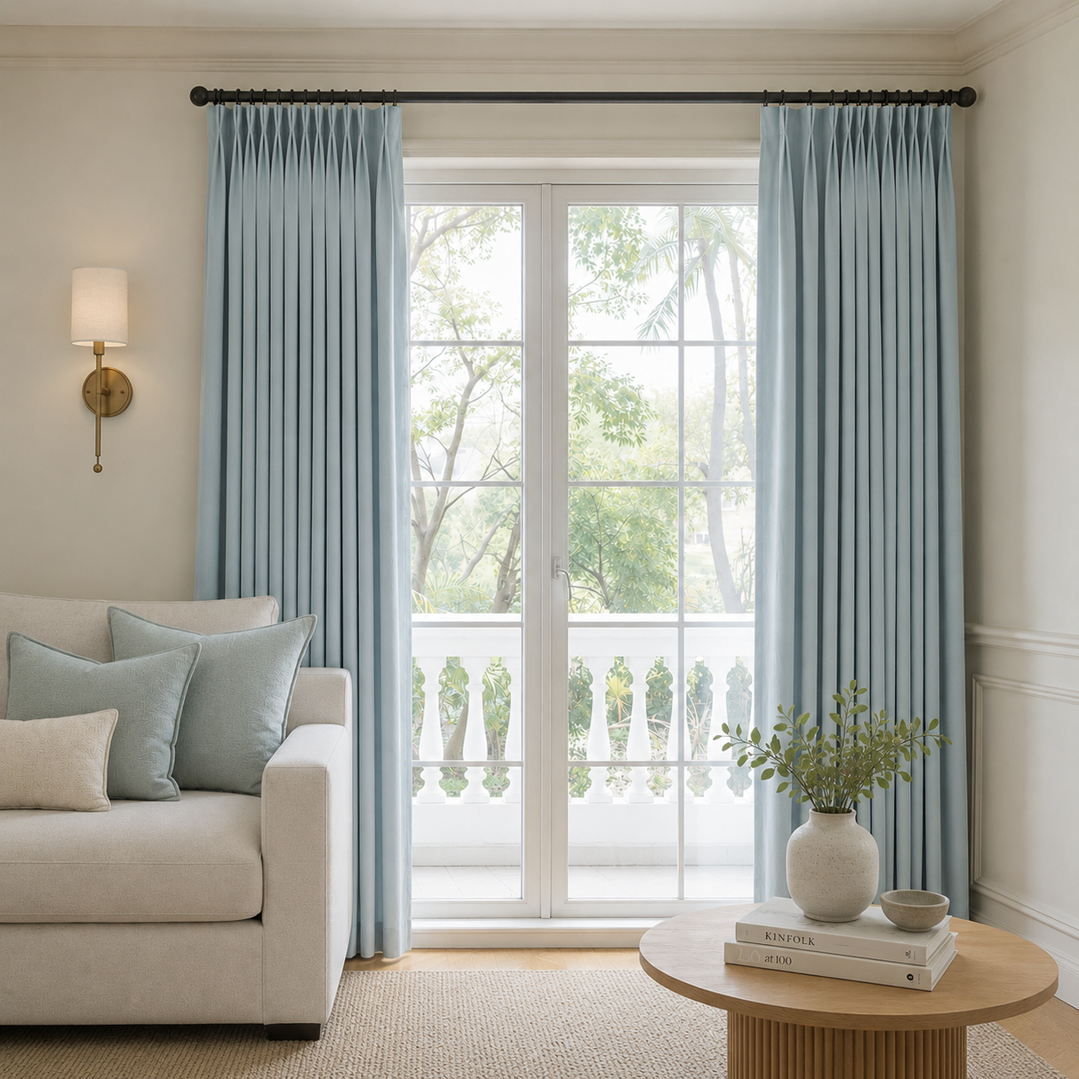 Aqua Blue Linen Curtains