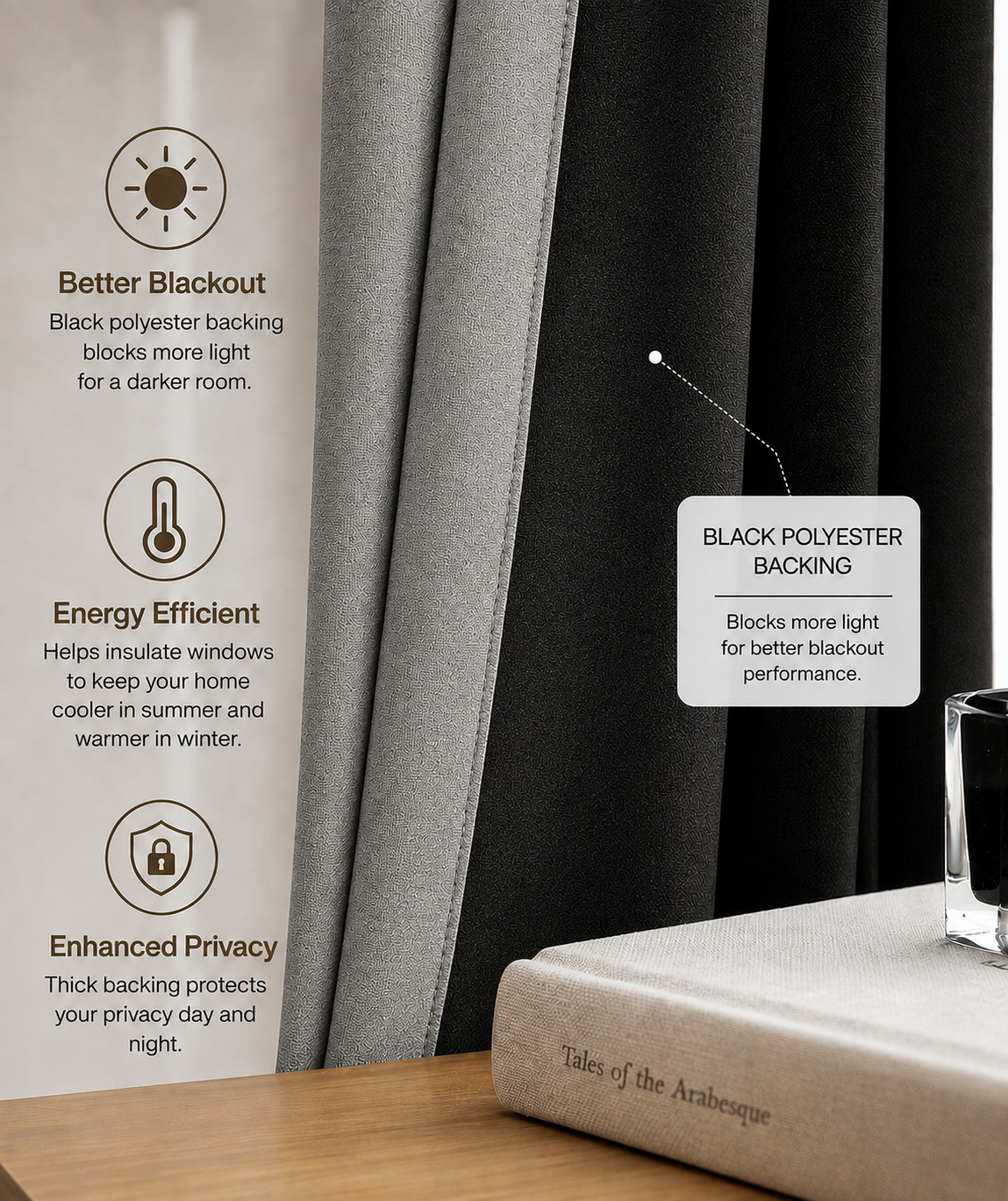 Stone Gray Linen Blackout Curtains