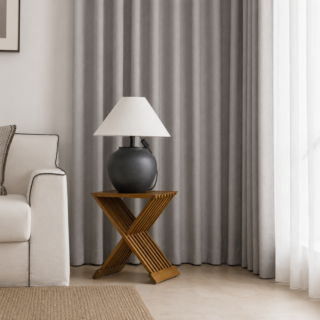 Mint Gray Linen Curtains