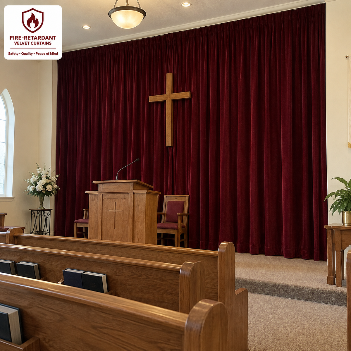 Wine Red Flame Retardant Velvet Curtains
